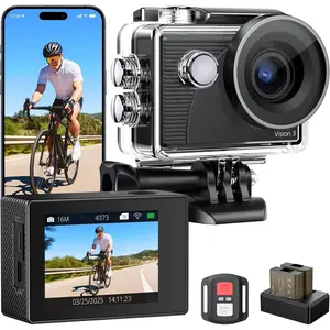 4K Action Camera - Vision 3 20MP Underwater  Camera with 4X Zoom 170? Wide Angle WiFi  Cam with Remote 2  and Mounting Accessories Kit