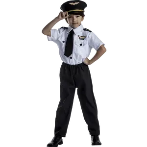 Pilot Costume Dress For Kids  - Includes White Short Sleeve Shirt, Pants, Necktie & Cap Set - Perfect for Halloween, Role Play ,  Pretend Play Fun, Theme Party & Cosplay Costume Party