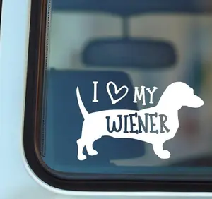 Wiener Dog Vinyl Car Decal Sticker, Funny Dachshund Decal, Dog Lover Gift, Cute Wiener Dog Sticker