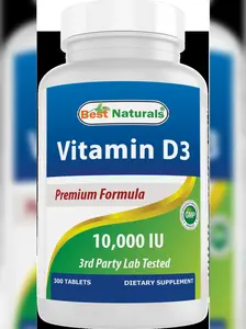 Best Naturals Vitamin D3 10000 IU – 300 Tablets – Made in USA, Non-GMO, Gluten Free, No Artificial Color, Flavor or Preservatives – Dietary Supplement Visit the Best Naturals Store