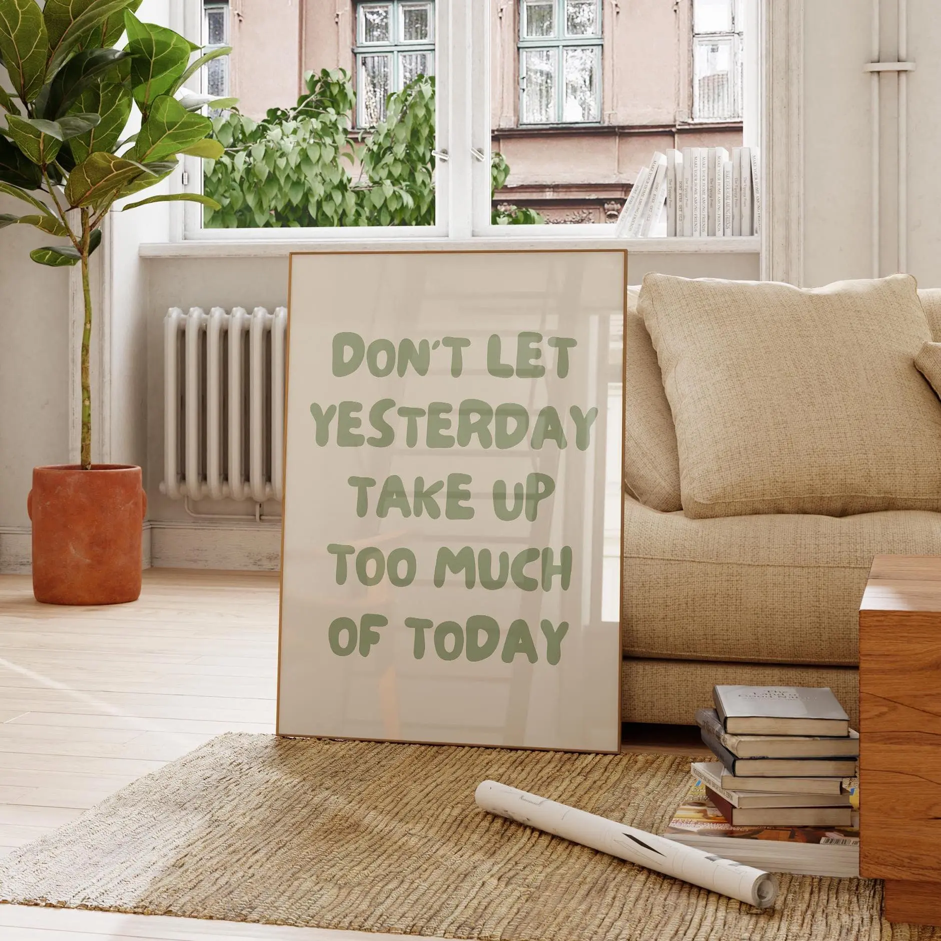 Sage Green Retro poster Unframed : Positive Typography Art Decoration