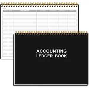 A5 Accounting Ledger Book for Bookkeeping, Small Businesses & Personal Use - Expense Tracker Notebook for Tracking Money, Expenses, Deposits & Balance, 8.5" x 5.8", Black