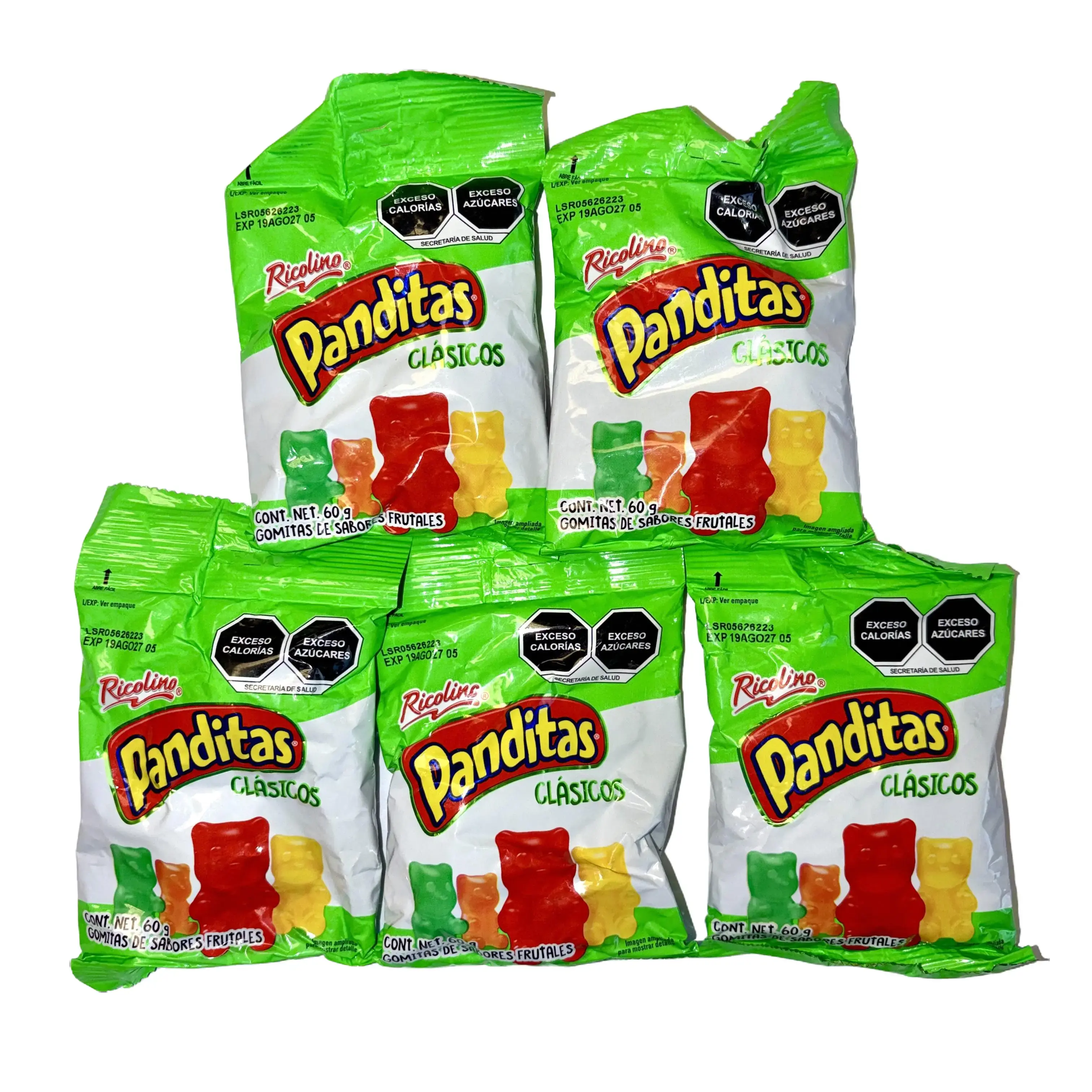 PANDITAS GOMILOCAS - 5-PACK - DULCES RICOLINO - PINGUINOS - DIENTES- HAMBURGUESAS - GOMAS - PROUCT OF MEXICO