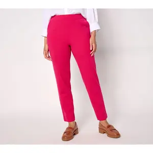 Isaac Mizrahi Live! Petite Icon Crepe Slim Straight Ankle Pants