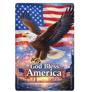 1pc Wood 2D Flat God Bless America Eagle Sign, Patriotic USA Home Decor Wall Art, Ideal for Home, Gift for Patriotic Lovers