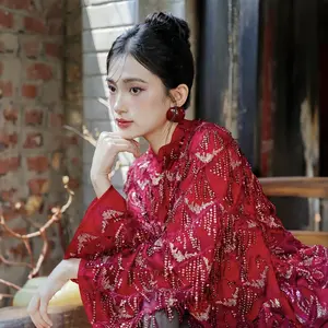 "Thuoc Son" - Sequined Ao Dai set in Red [Wedding Collection]