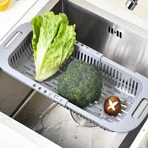 1pc Kitchen retractable drain basket sink rack simple plastic household dishes drain rack chopsticks tableware drain Dish Drainer