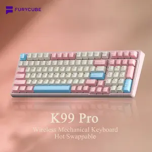 FURYCUBE K99 Pro Mechanical Keyboard with num pad Full Size Wired/Bluetooth/2.4G gasket Gaming Keyboard creamy sound For Laptop Computer RGB Backlit Hot Swappable Customize Keyboard E-Sports, office, PBT Keycaps 3/5 Pin TikTokShopfalldealsforyou, GIFT
