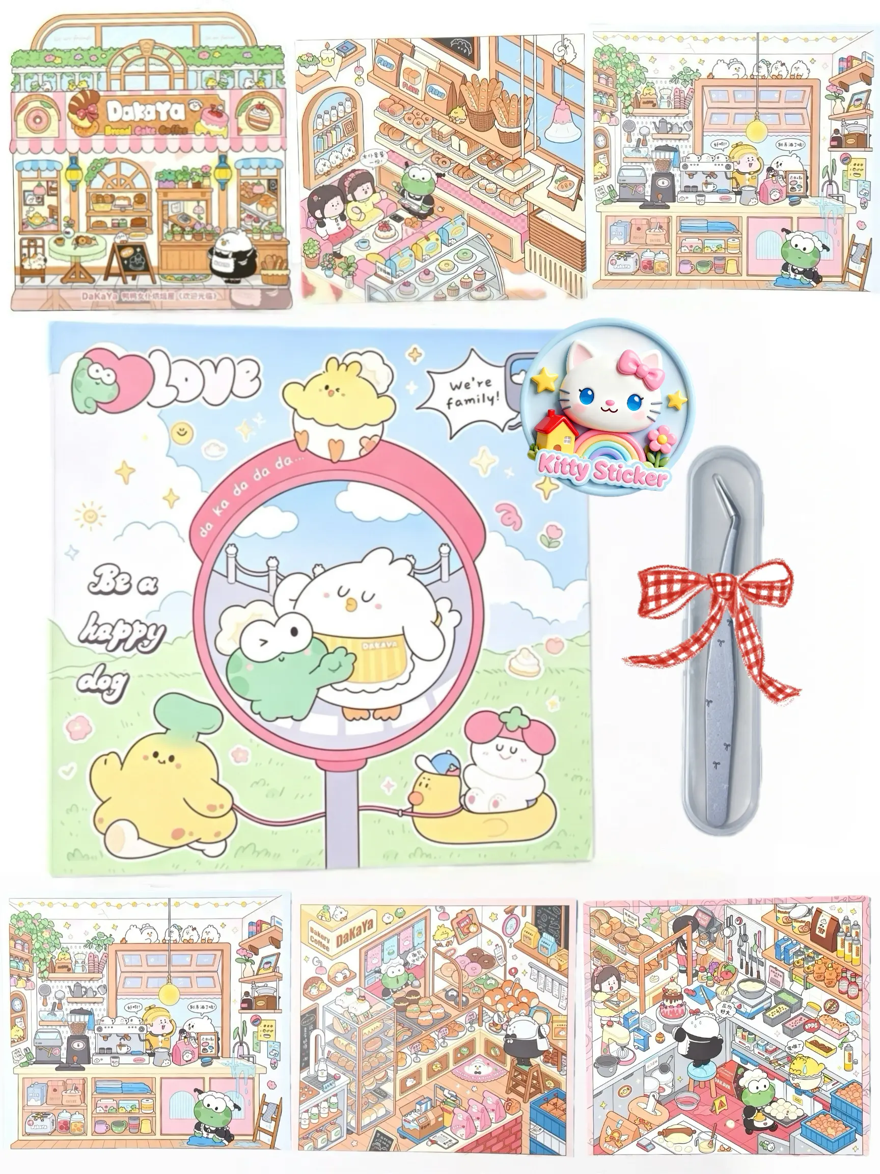 3D Scene Sticker Book--DaKaYa Bakery, 6 Themes DIY House Set, 3D Miniature Scene Stickers, with Upgraded Positioning Lines, for girls and children, 3D Sticker House, Perfect for Beginners(6 Theme Styles)