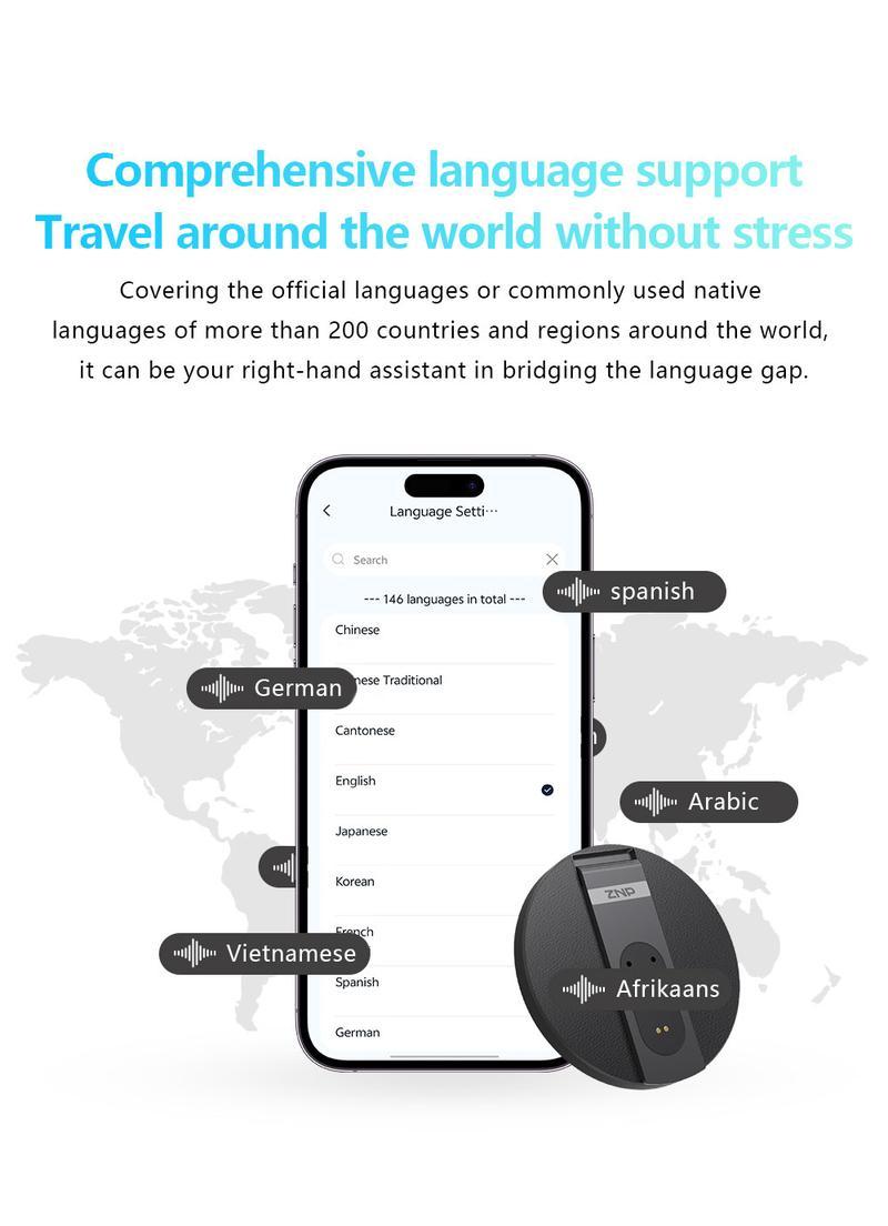 AI Translator Voice Recorder Note Recorder, Translation 146+ languages with Real-time Translation, Supports Video and Voice Call Translation, Magnetic Phone Holder,  Travel Socializing Lectures Meetings Interviews