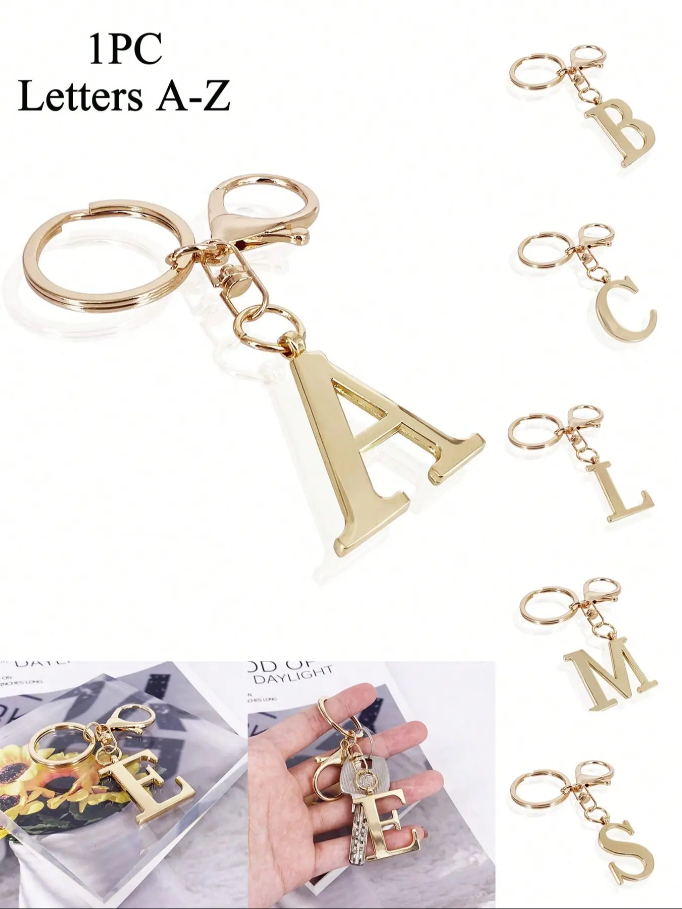 Elegant Letter Keychain, A-Z 3D Pendant, Fashion Alloy Keyring, Keyrings For Keys, Perfect Daily Accessory, Couple Gift, Bag Decoration, Keychain For Bags