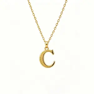 Anti-Tarnish Minimal Open Letter C Gold Pendant NecklaceSkin-Safe For Sensitive Neck Skin | Top Birthday Gift for Her & Girl Best Friends!
