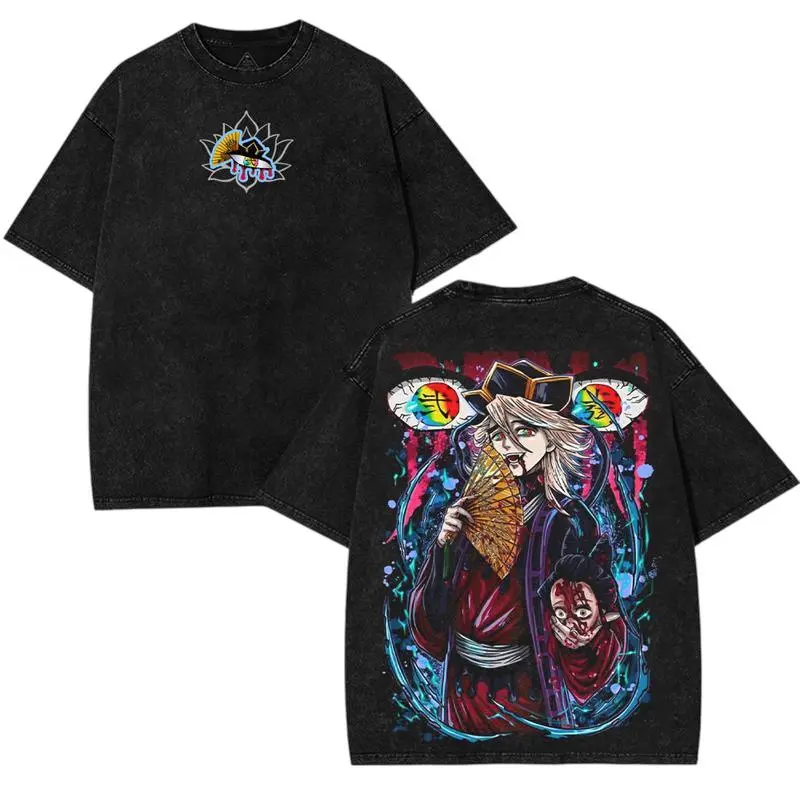 Domo Douma Upper moon rank 2 villains demon Kimetsu No Yaiba Demon Slayer Washed Shirt anime Graphic Tshirt Menswear Streetwear