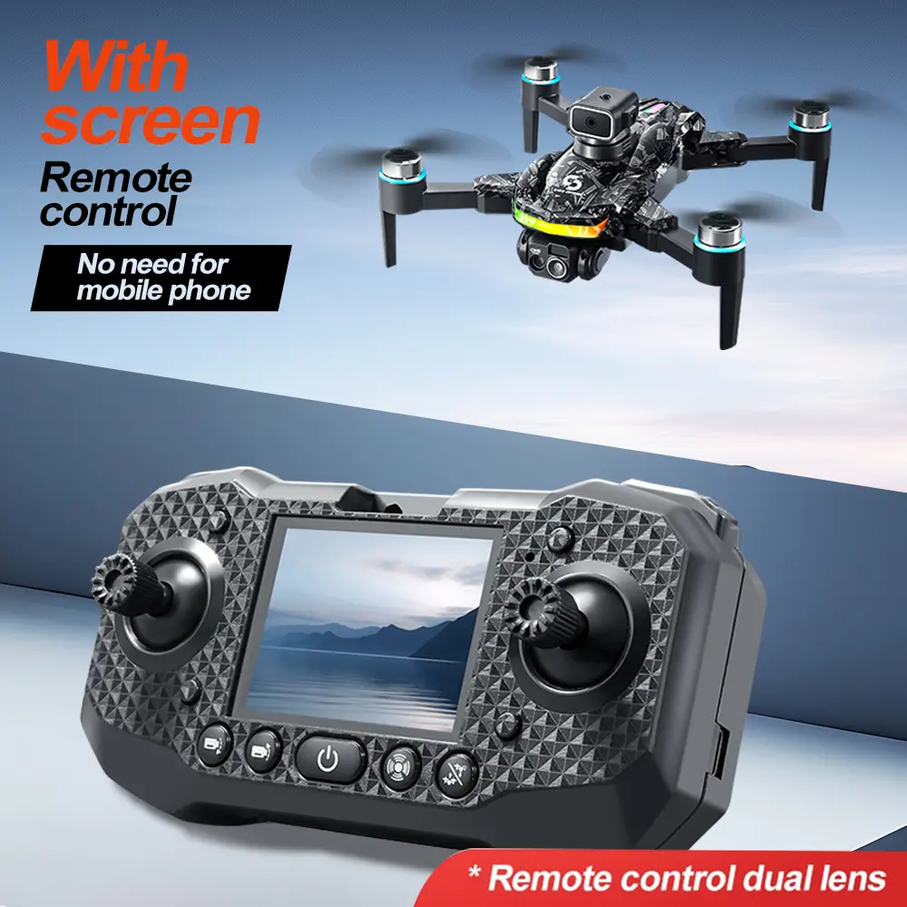 Screen Remote Control Drone with 4K EIS Dual Camera, Brushless Motor, Obstacle Avoidance, No Phone Required, Foldable FPV Quadcopter with Cool LED Lights for Adults & Kids