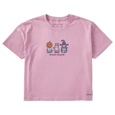 Women's Spooky Halloween Cats Short Sleeve Crusher Boxy Tee