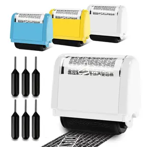 Identity Theft Protection Roller Stamp Set, Privacy Roller Stamp Information Blocker  for ID Account Data Address Security,Wide Confidential Stamp with 6 Ink Refill ,(White/Yellow/Blue)