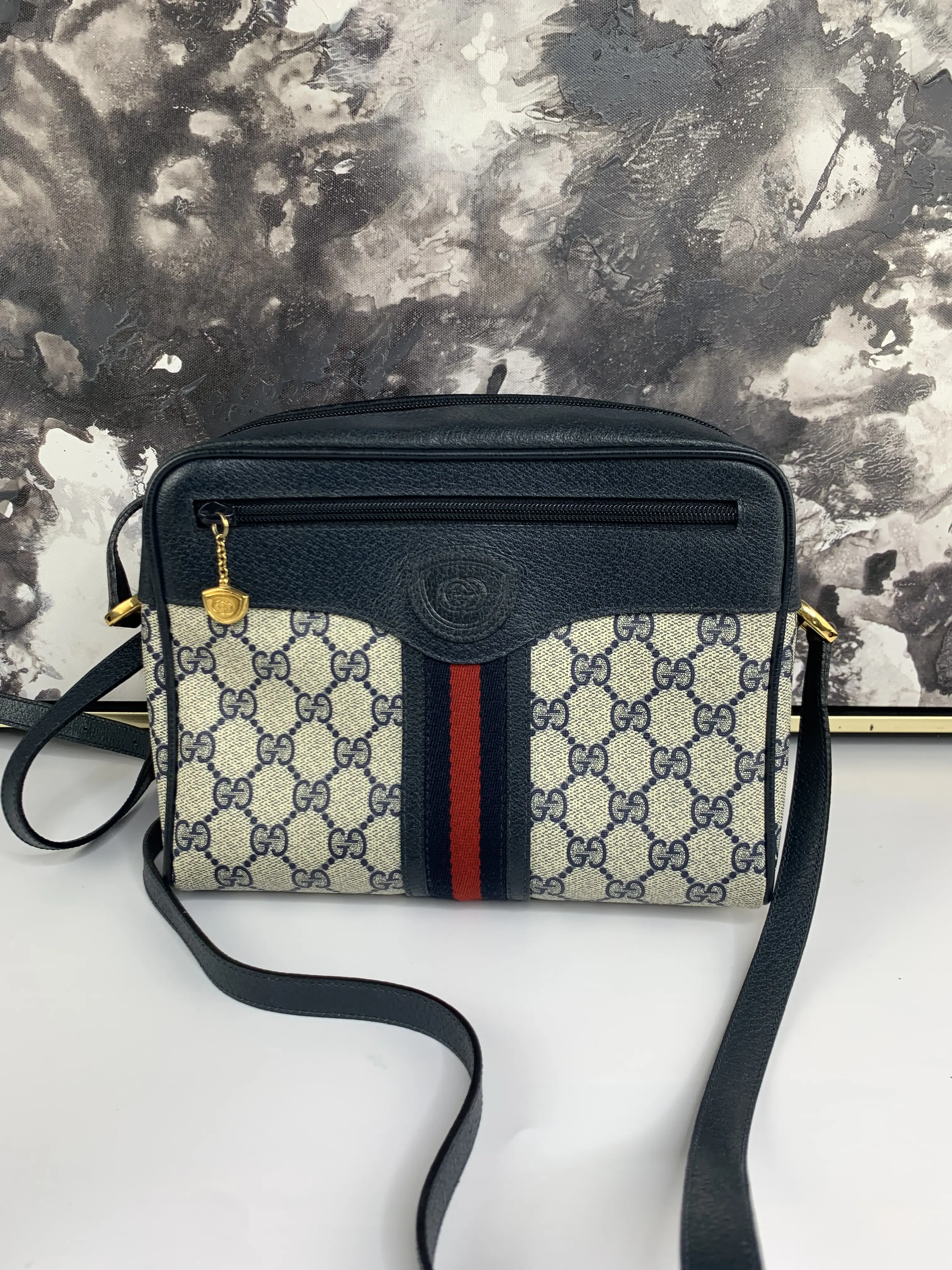 Pre-owned GUCCI canvas Crossbody Bags Small Web Crossbody