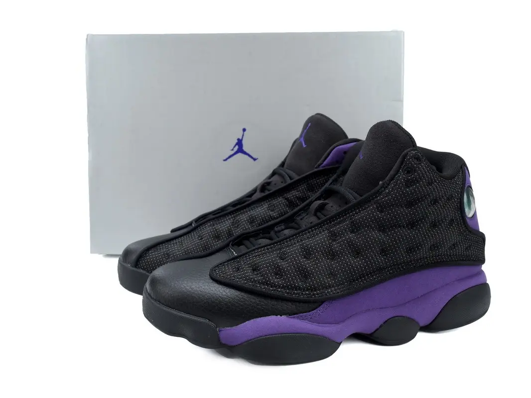 Black Purple Spliced Mesh Suede High-top Basketball Shoes Trendy Stylish Unisex Anti-slip Shock-absorbing Street Casual Sneakers