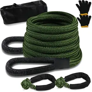Kinetic  Rope - 1" x 30ft (33000lbs), Tow Rope with Soft Shackle and Glove, Suitable for 4WD Pick Up , SUV, ATV, UTV