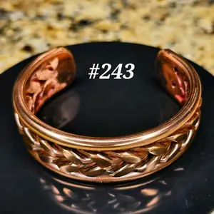 #243 Pure Copper 6 3/16" x 7/8" Hand-Woven Cuff Bracelet Handmade Artisan Jewelry Unisex Gift Ready Open Cuff Design Comfortable Daily Wear