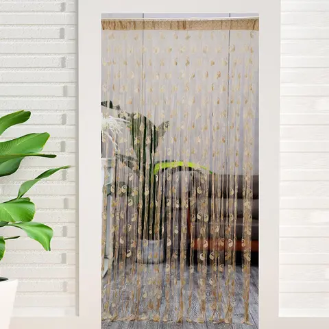 1 Piece Solid Color Door Curtain, Hollow out Design Decor Curtain for Bedroom & Living Room, Home Decoration for Wedding Party