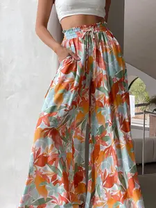 New Spring Summer Casual Boho Drawstring Adjustable Wide Leg Loose Fashion Versatile Long Pants for Women, Comfortable and Stylish Everyday Wear