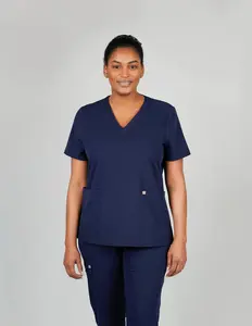 Iris Five-Pocket Women's Navy Scrub Top