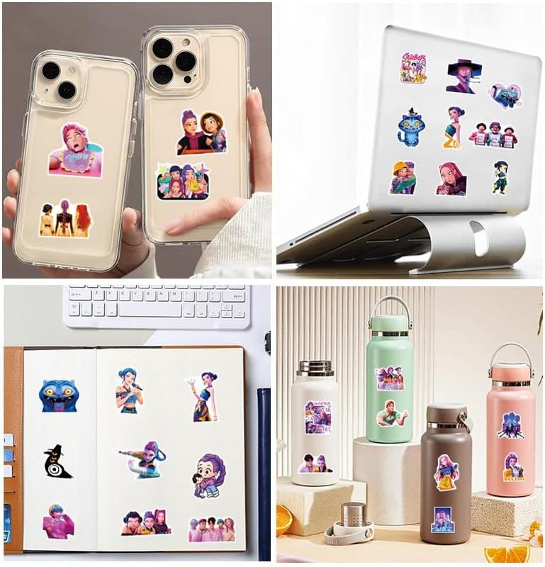 56PCS Demon Movie Hunters Stickers for Water Bottle Laptop, Korean Idol Cool Sticker Waterproof Vinyl Decal for Teen Kids Adult Skateboard Phone Guitar Travel Case Bike Party Decor