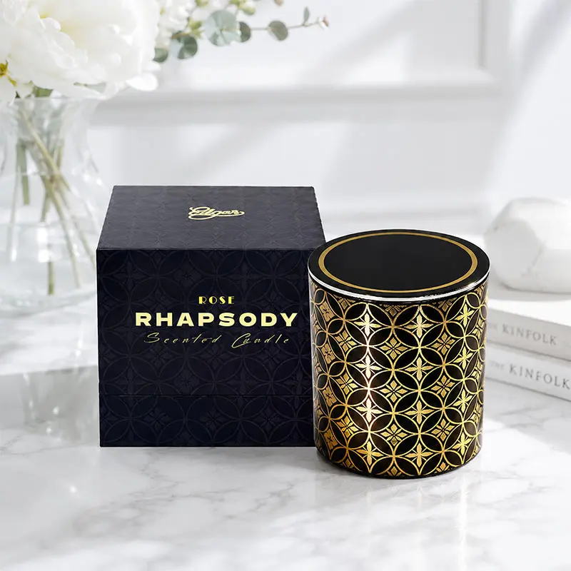 Edgar Decor 9-oz Bright Citrus Floral & Woody Scented Glass Soy Aromatherapy Candle - 40-Hour Burn Time, Cozy Home Decor Jar with Light Print, Gift Box Packaging, Decoration Ornament Tin Flowers Scented Candle