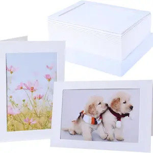 30 Count Photo Frame Cards with Envelopes 4x6 Paper Picture Frame Notecards Photo Card Holder and Envelopes Set for Christmas Graudation Wedding Birthday Classroom DIY - White