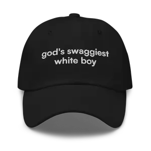 God's Swaggiest White Boy Funny Dad Hat | Unhinged Silly Meme Hat | Play That Funky Music God Forbid Sayings