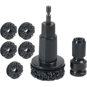 Wheel Hub Cleaning Tool Kit, 3-in-1 Hub Cleaning Tool with 6 Grinding Heads & Impact Adapter for Wheel Hub Resurfacing, Rust Removal & as a Wheel Stud Cleaner for Drill/Impact Wrench