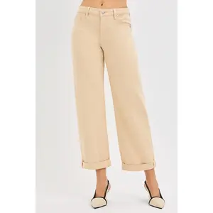 RISEN Tummy Control Mid Rise Ankle Barrel Relaxed Baggy