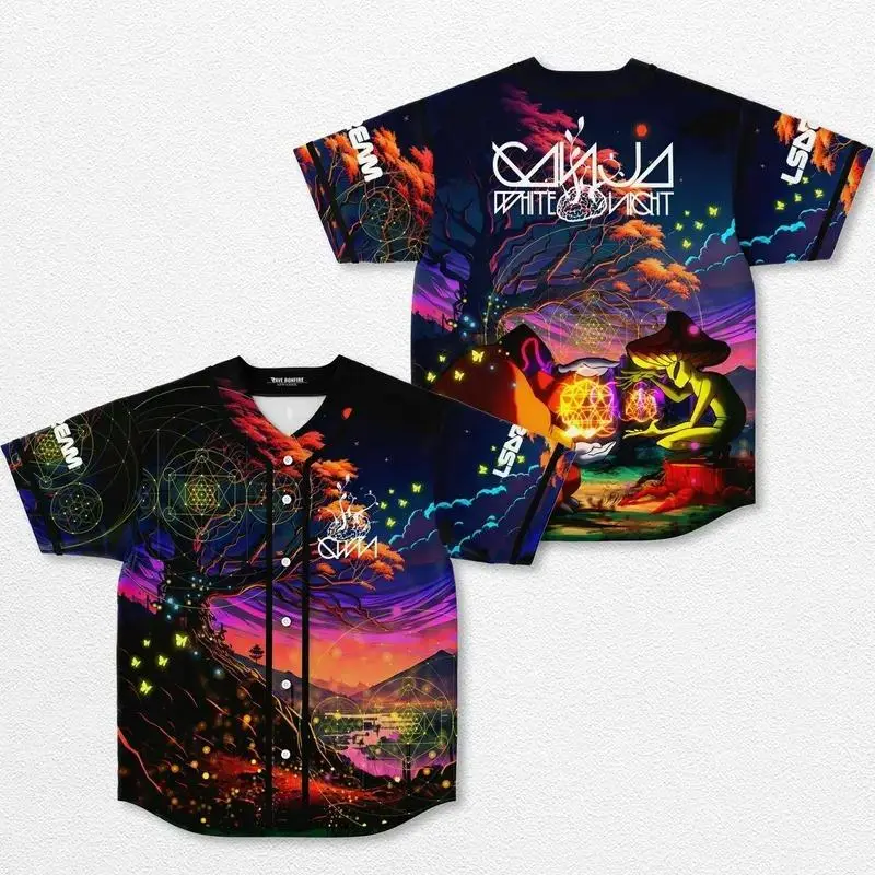 New Arrival 2026 Ganja White Night & LSDream Baseball Jersey EDM Music Shirt, EDM Festival Family Gift, Unisex Breathable Men's Jersey, 420 Lover Graphic Shirt, Gift For Baseball Fan EDM Electronics Music