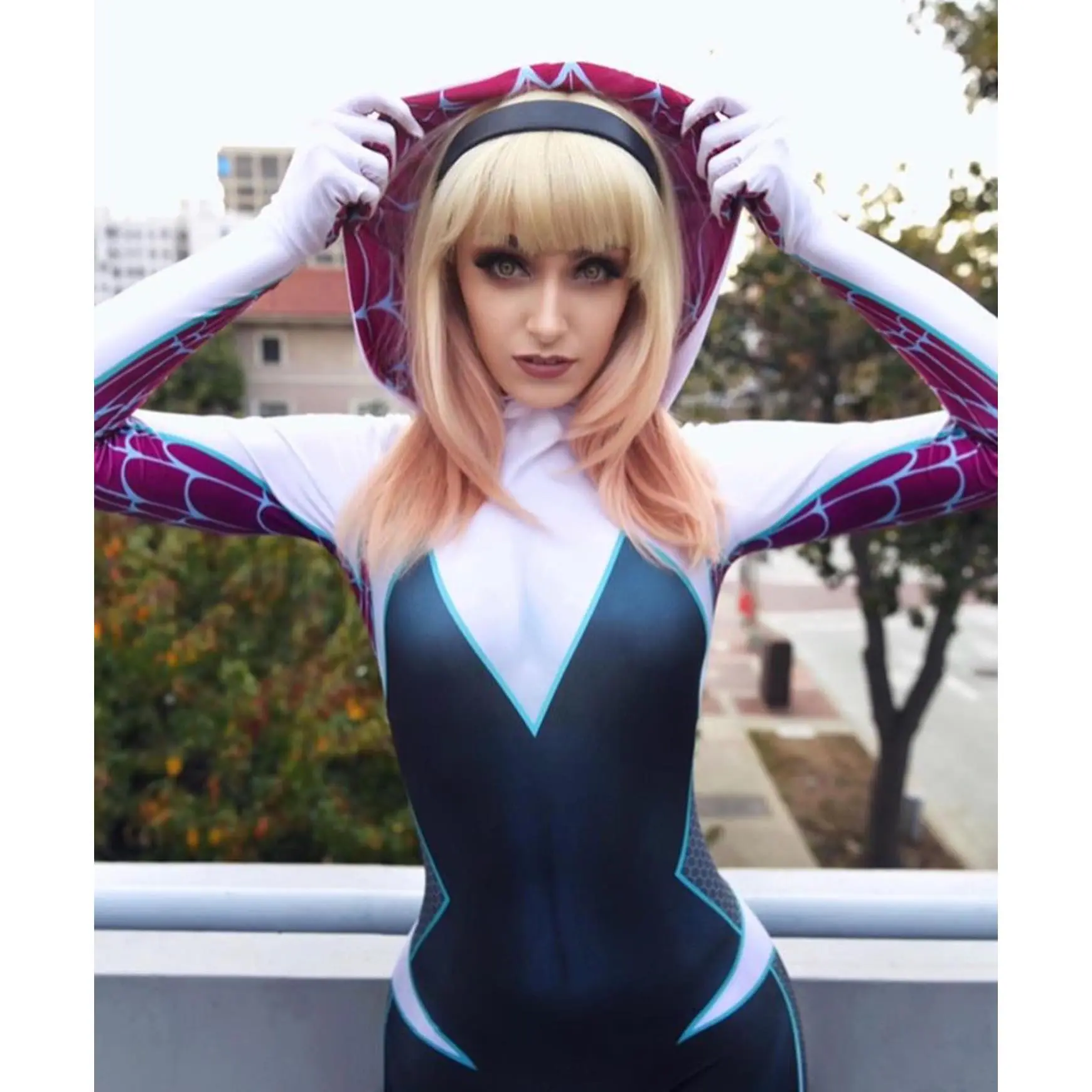Halloween Spider Gwen Stacy Cosplay Costumes for Women 3D Print Adult  Jumpsuits for Party Spider Girls Bodysuit