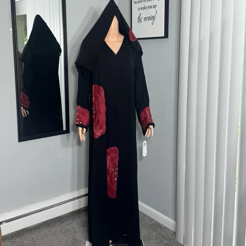 Women's Embroidered Silk Abaya - Modest Fashion Essential, Islamic Clothing Piece