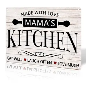 8x12 in Aluminium Metal Mama's Kitchen Sign - Made With Love Neutral-Toned Decorative Home Sign for Dining Room Wall, Decorative Home Signs, Neutral-Toned Home Signs