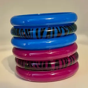 Y2K stacked zebra bangle bracelets | 2000s bangle sets | vintage bangles | Emo scene Mcbling