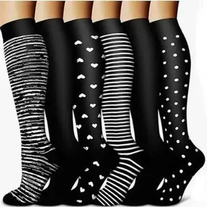 Flimexa Glow Compression Socks for Men & Women 6-Pack – Soft & Breathable Calf Compression Socks with Polka Dot Design, Ultimate Comfort for Daily Wear & Active Use