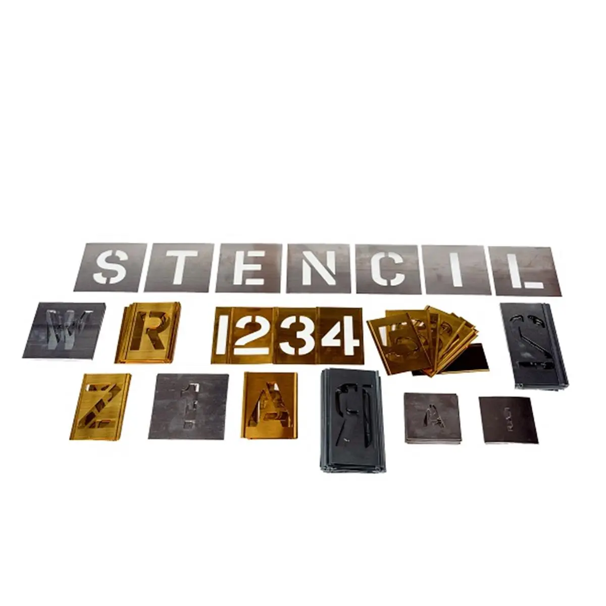 Pryor Interlocking Stencil Letter Set - 4 in Durable Zinc-Brass Construction, Ideal for Beginner Office & School Supplies Users