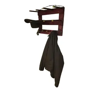 Western and Rodeo Cowboy Hat Rack - 4-Hat Horizontal Display with Custom Display Area & Bolo Tie Inspired Design - Handcrafted Wooden Organizer - Made in USA - Hanging Hook for Entryways Decor