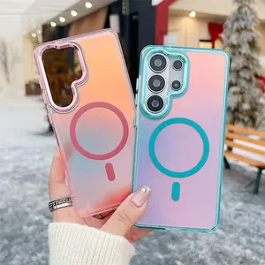 HAY Colorful Laser Chameleon Case for Samsung Galaxy S26 Ultra S25 S24 Plus S23 FE Edge Magnetic Wireless Charging Shockproof Cover