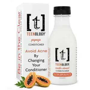 TEENOLOGY Teen Safe Conditioner to Avoid Acne - Dermatologist Recommended - No Sulfates, Parabens, or Pore-clogging Oils, Noncomedogenic, Moisturizing Haircare for Teens with Forehead or Body Acne, Hydrating Blend, Fresh Papaya Conditioner *NEW*