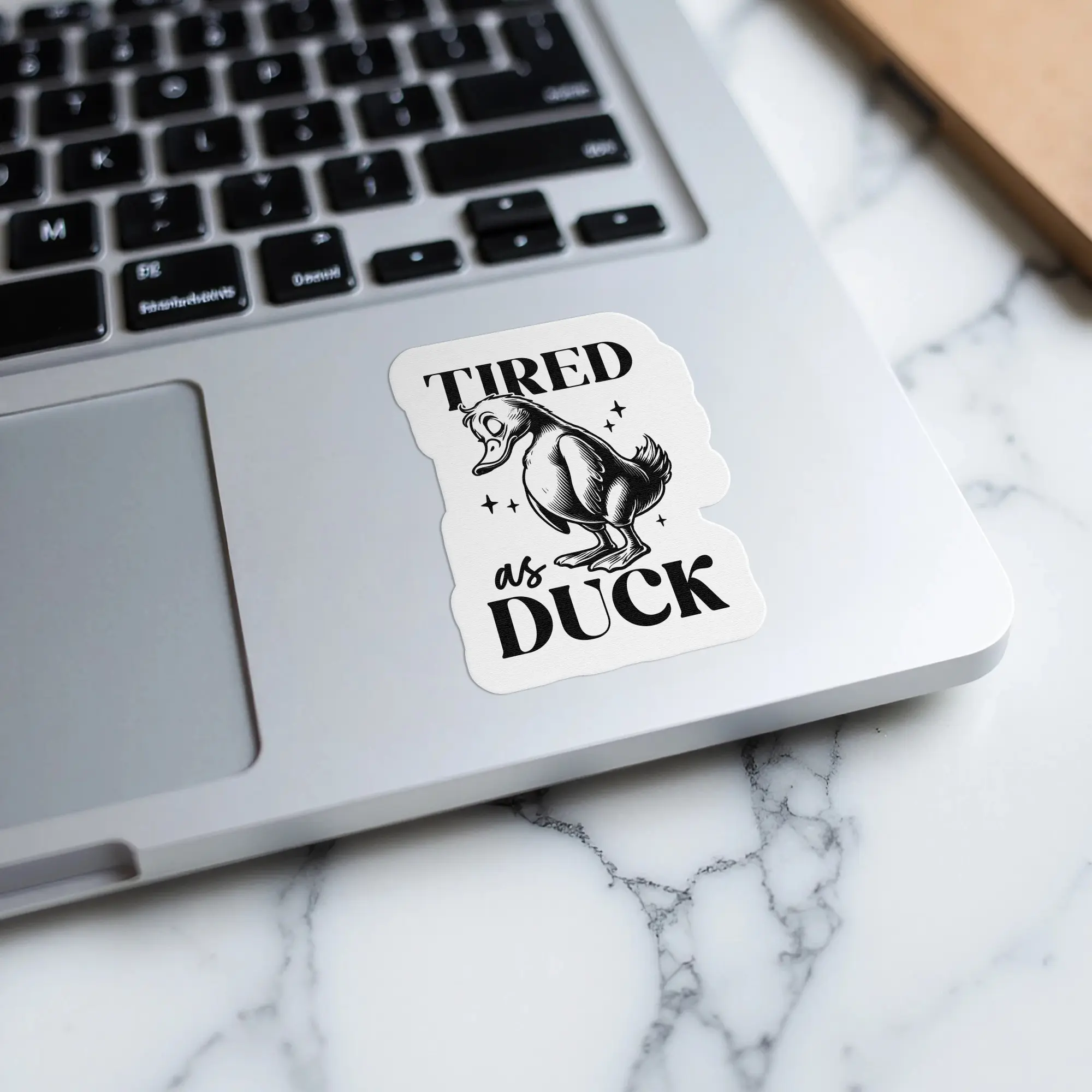 Tired As Duck Sticker Funny Duck - 2 Inch 2 Pack - Funny Vinyl Sticker - Durable Waterproof Decal - Cute Animal Humor - Laptop Water Bottle Car - Aesthetic Trendy Decor - Gift Idea - PLST0038