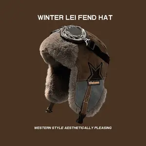 2025 Winter Hats for Men and Women, Vintage Lei Feng Style Hat, Aviator Hat, Warm and Fleece-lined, Ear Protection, Suitable for Cycling and Motorcycling.
