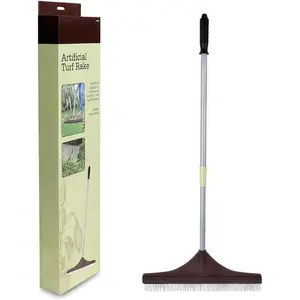 Artificial Turf Rake Grass, Hand Rake with Steel Telescopic Handle for Artificial Grass Garden Lawn Leaf  Remove