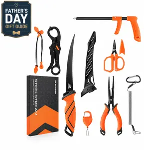 [Father's Day Best Gift] KastKing SteelStream 8PC Fishing Tool Kit – Pliers, Fillet Knife, Fish Gripper, Hook Remover & Fishing Accessories