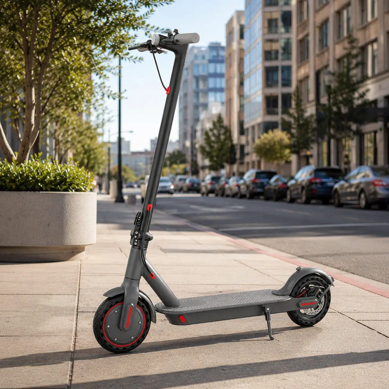 Portable Electric Scooter for Adults, 350W Motor, 8.5-Inch Honeycomb Tires, Up to 16 Miles Range, Dual Braking System and App Control