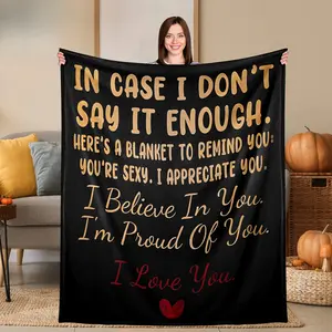 Flannel Throw Blanket with Loving Inspirational Quotes, Christmas gift for couples gifts for girls  Soft Cozy Warm Lightweight Portable, Emotional Gift for Couples Wife Husband, Supportive Uplifting Heartfelt for Bed Couch throw