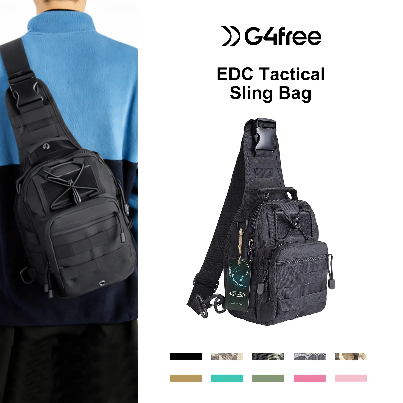 G4Free Outdoor Tactical Bag Backpack, Military Sport Bag Pack Sling Shoulder Backpack Tactical Bag for Every Day Carry